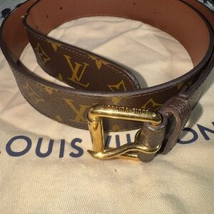 Louis Vuitton Gold Buckle Brown Monogram Belt